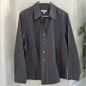 Coldwater Creek Dark Gray Button-Up Blouse